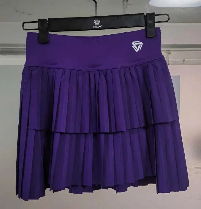 Women's Mini Pleated Sports Skort with Pockets and Double Layer
