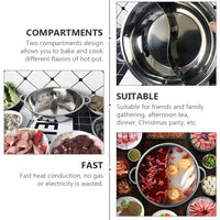 Pot Hot Shabu Divider Stainless Steel Cooking Cooker Induction Hotpot Divided Kitchen Cookware Flavor Pan Two Chinese Soup Dual - Buy online at  Vibe In Cart.