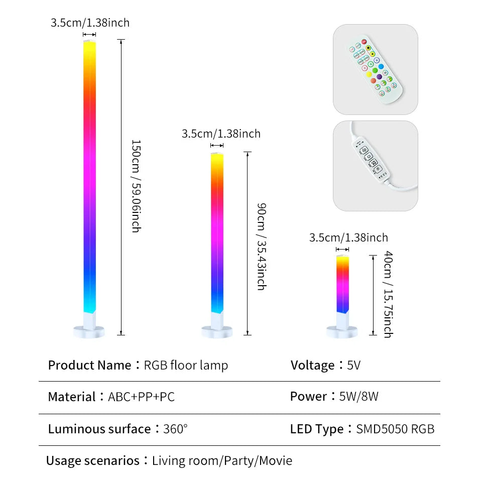 RGB LED Floor Lamp Remote & APP Control Music Sync Corner Lighting Modern Mood Lighting for Bedroom Living Room Gaming decor - Buy online at  Vibe In Cart.