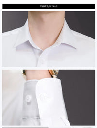 Men's Plus Size White Long Sleeve Business Shirt