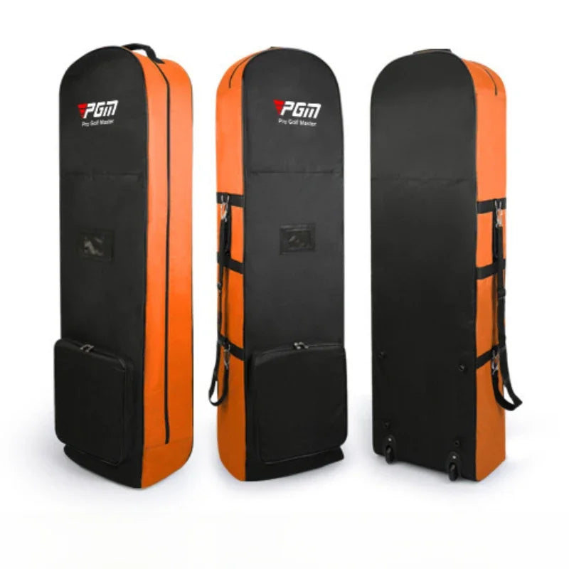 Nylon Single Layer Foldable Golf Aviation Bag with Pulley in Black