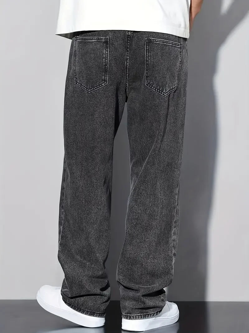 2025 New Style Streetwear Straight-Leg Jeans for Men, Fashionable Straight-Leg Loose-Fit Denim Pants - Buy online at  Vibe In Cart.