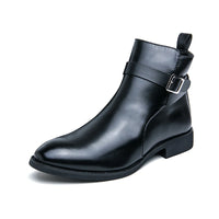 Men's Waterproof Ankle Riding Boots with Zipper and Low Heel