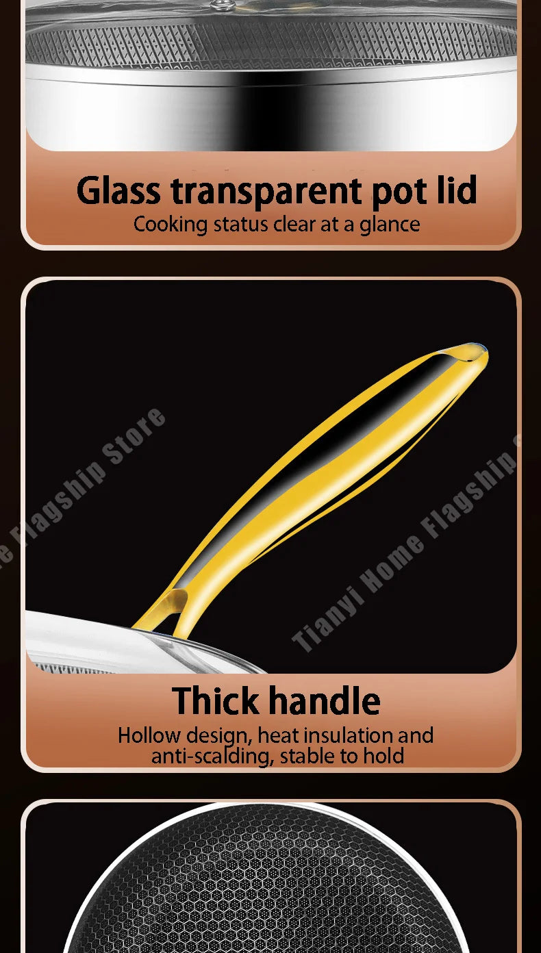 Stainless Steel 28cm Non-Stick Wok for Gas and Induction