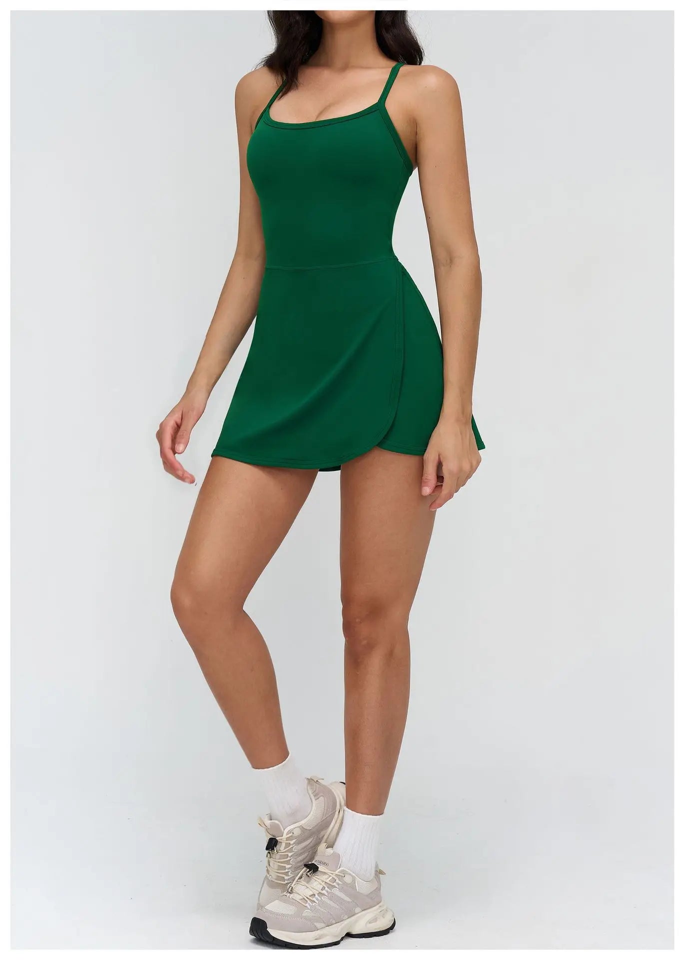 Tennis Dress with Shorts Underneath Women Golf Wear Above Knee Length White Sport Dresses with Shorts Outfit Fitness Workout