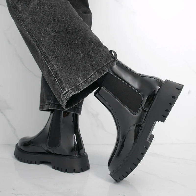 Men Chelsea Boots PU Thick Soled Round Toe Classic Comfortable Men High Top Boots - Buy online at  Vibe In Cart.