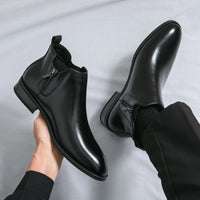 British Style Men's Chelsea Boots Casual Leather High Top Shoes Versatile Male Ankle Boots New Leather Man Business Shoes Botas - Buy online at  Vibe In Cart.