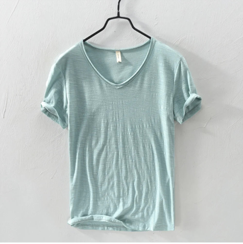 New Mens T Shirt Pure Color V Collar Short Sleeved Tops Tees Men T-Shirt 10colors slim Man T-Shirts Fitness For Male Clothes - Buy online at  Vibe In Cart.