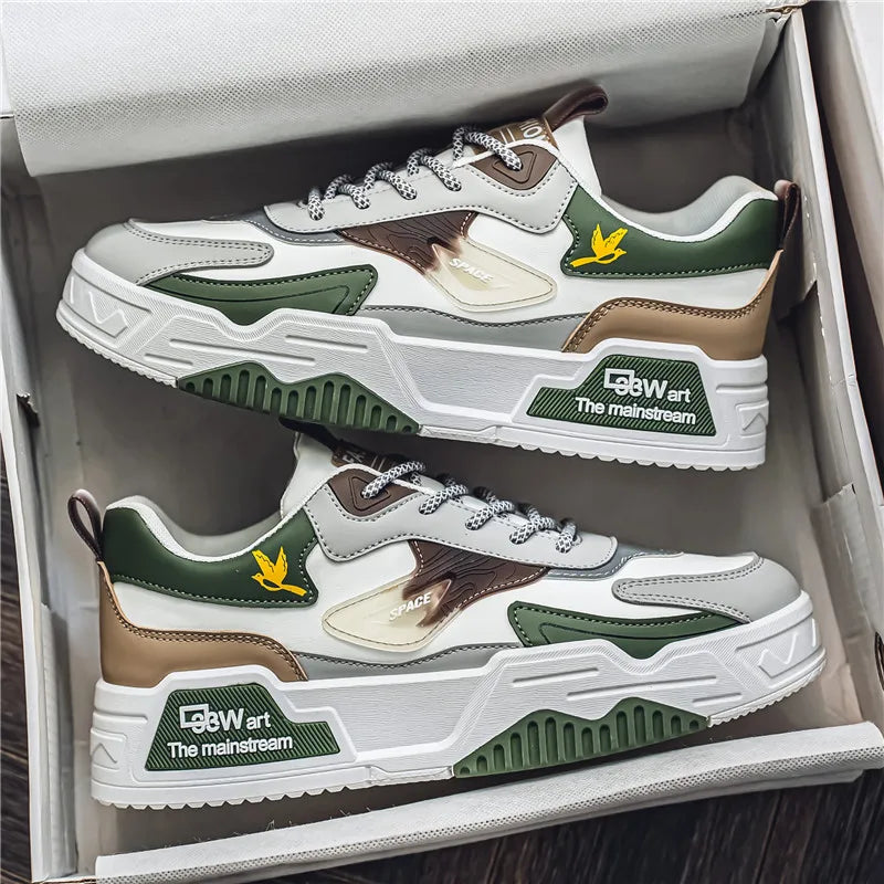 2024 Autumn New Casual Sports Shoes Men's Leather Low-Top Fashion Trend Easiest for Match Running Shoes Men's Skateboard Shoes Suitable for Outdoor Sports - Buy online at  Vibe In Cart.