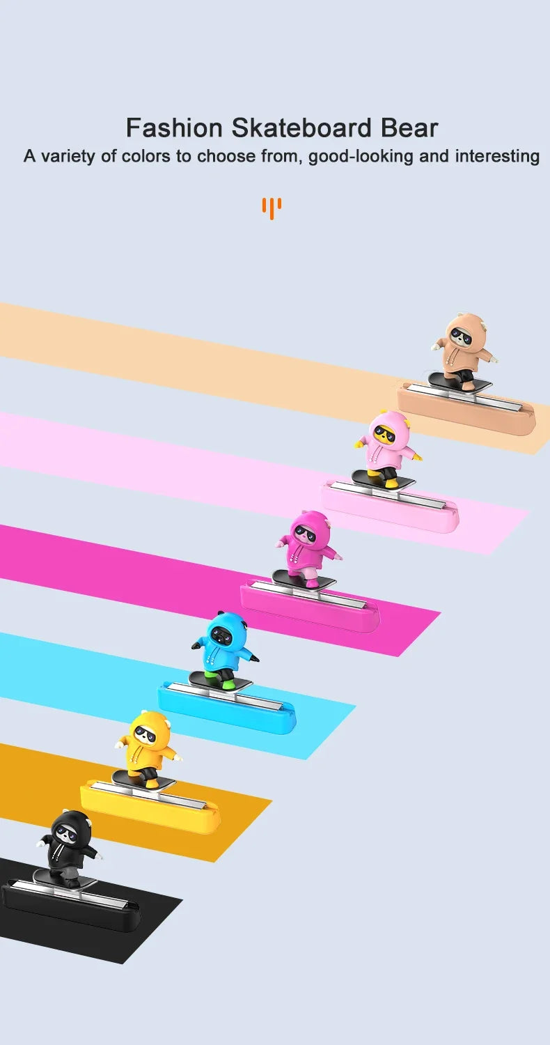 New Dashboard Car Decorations Skateboard Bear Magnetic Parking Number Plate Creative Car Cartoon Interior Interior Accessories - Buy online at  Vibe In Cart.