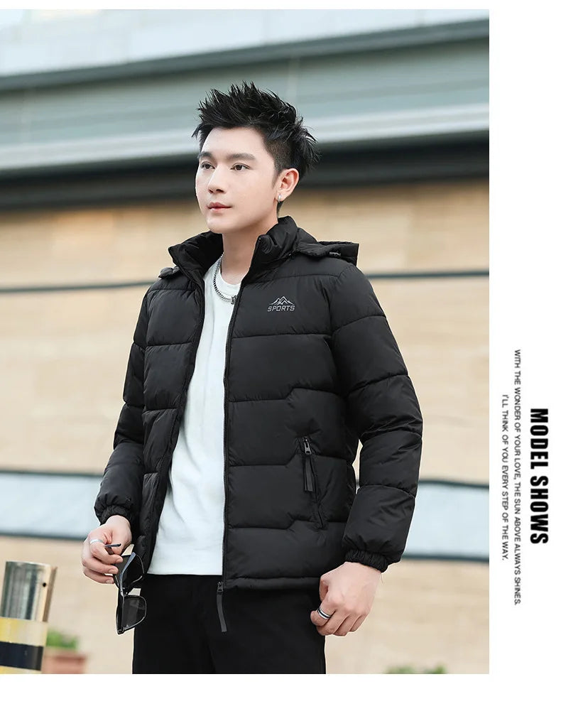 Men's Winter Jacket Windproof Thermal Hooded Parka Coat with Detachable Hood Heavy Duty Ski Jacket for Outdoor Cold Weather - Buy online at  Vibe In Cart.