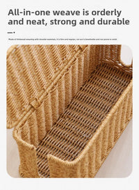 Rattan Cable Management Box with 2 Open Slots for Under Desk