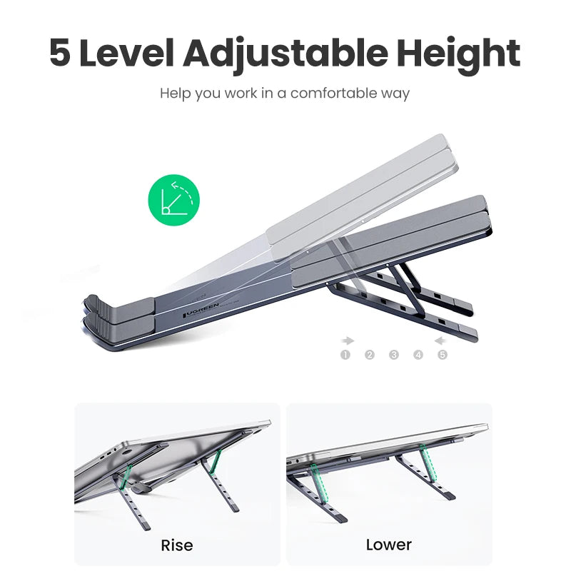 Foldable Aluminum Vertical Laptop Stand with 5-Level Adjustable Height