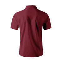 Men's Short Sleeved Solid Color Polyester Casual Shirt
