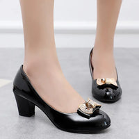 Cresfimix zapatos de mujer fashion sweet white patent leather office career square heel shoes for women lady casual shoes ab153 - Buy online at  Vibe In Cart.