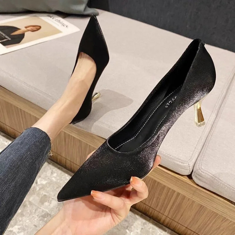 Women's French Style Pointed Toe High Heels for Autumn/Winter - Shallow Cut Stiletto Pumps,Retro Commuter Dress Shoes - Buy online at  Vibe In Cart.