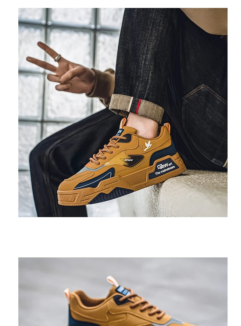 Men's Low-Top Lace-Up Skateboarding Shoes With Rayon Material