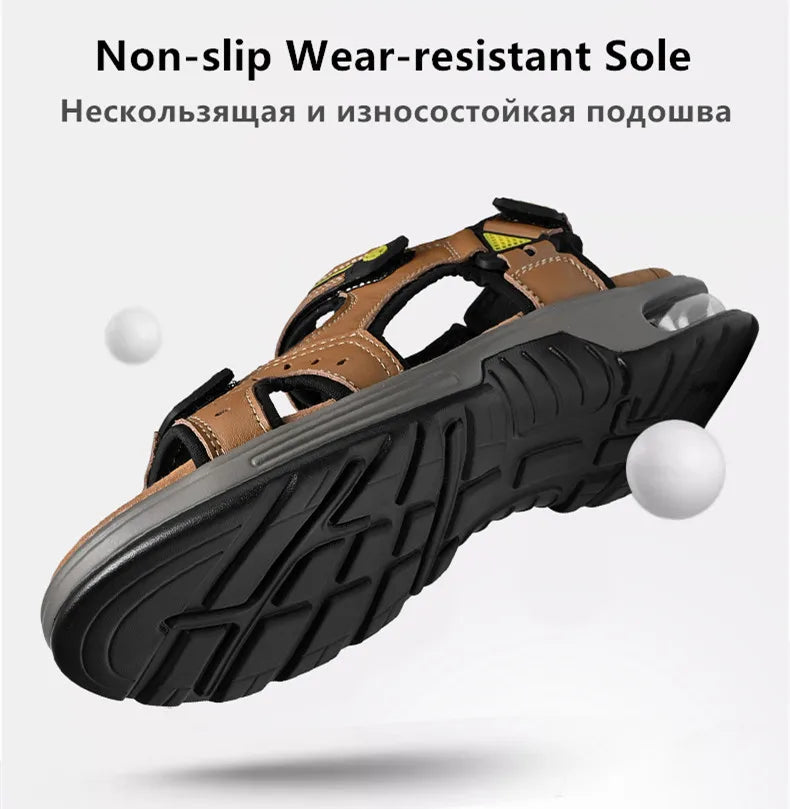 New Summer Genuine Leather Men Sandals Fashion Design Breathable Casual Shoes Men Soft Bottom Outdoor Beach Sandals Big Size 46 - Buy online at  Vibe In Cart.