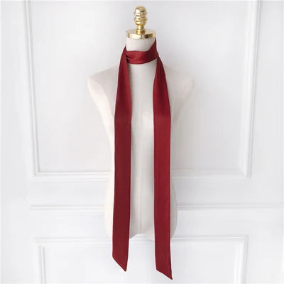 Women's Long Narrow Solid Color Polyester Scarf 190x5cm