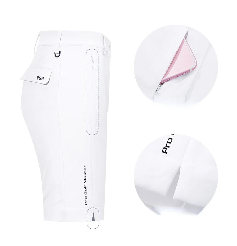PGM Women Summer Golf Shorts Pants Elastic Waterproof Half Trousers Zip Pocket Ladies Sports Clothing Wear Tennis KUZ129