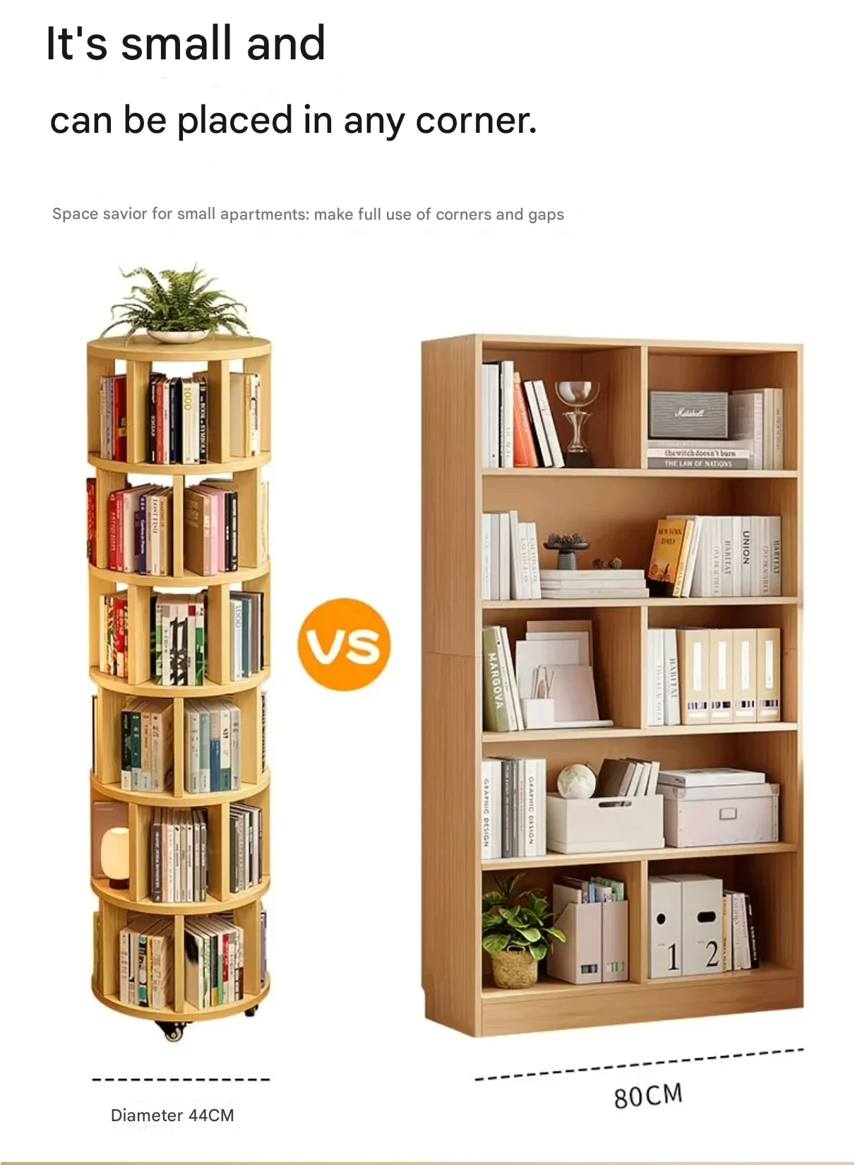 360° Rotatable Bookshelf Multifunctional Living Room Round Storage Rack Movable Children's Bookshelf - Buy online at  Vibe In Cart.