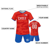 Custom Chile Soccer Jerseys for Kids Personalized Soccer Uniforms with Name Number Football Shirts Shorts Set for Boys Girls - Buy online at  Vibe In Cart.