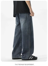 Men's Jeans American Loose Wide-leg Loose Straight Casual Trousers Street Hip-hop Baggy Jeans Black Grey  Blue Streetwear Men - Buy online at  Vibe In Cart.
