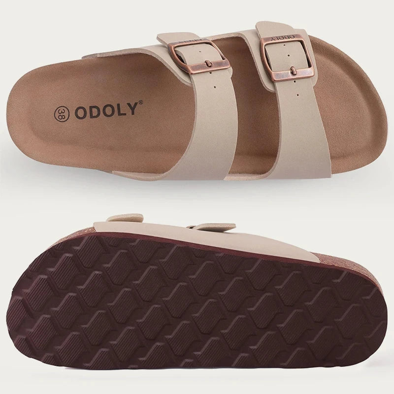 Comwarm Men's Cork Footbed Slides Sandals Arch Support Summer Outdoor Sandals with Adjustable Buckle Leisure Men Leather Slides - Buy online at  Vibe In Cart.