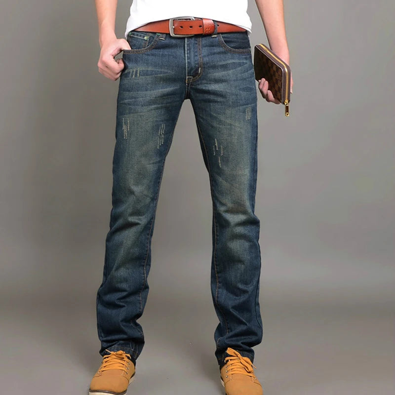 2025 Casual Jeans Men Business Straight Jeans Stretch Denim Pants Trousers Slim Fit Classic Cowboys Young Man Jeans - Buy online at  Vibe In Cart.