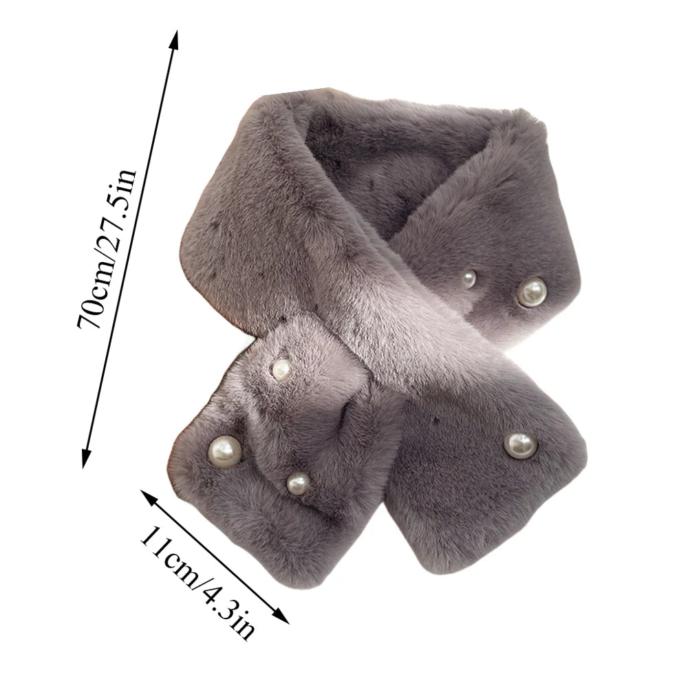 Women's Outdoor Winter Faux Fur Warm Solid Color Scarf