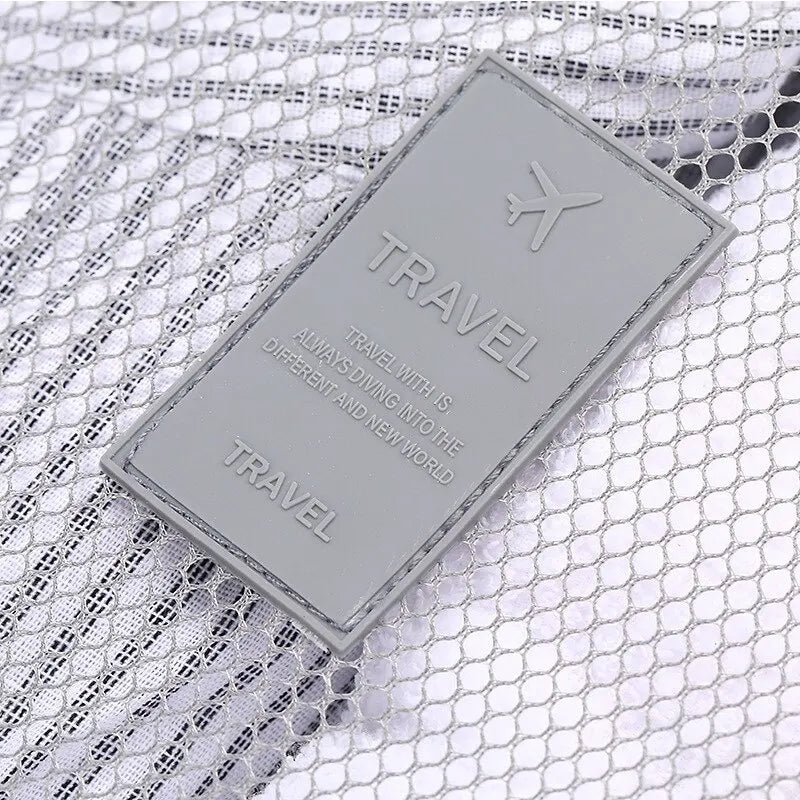 6-Piece Polyester Travel Packing Cubes Set in Black and Dark Blue with Shoe Pouch