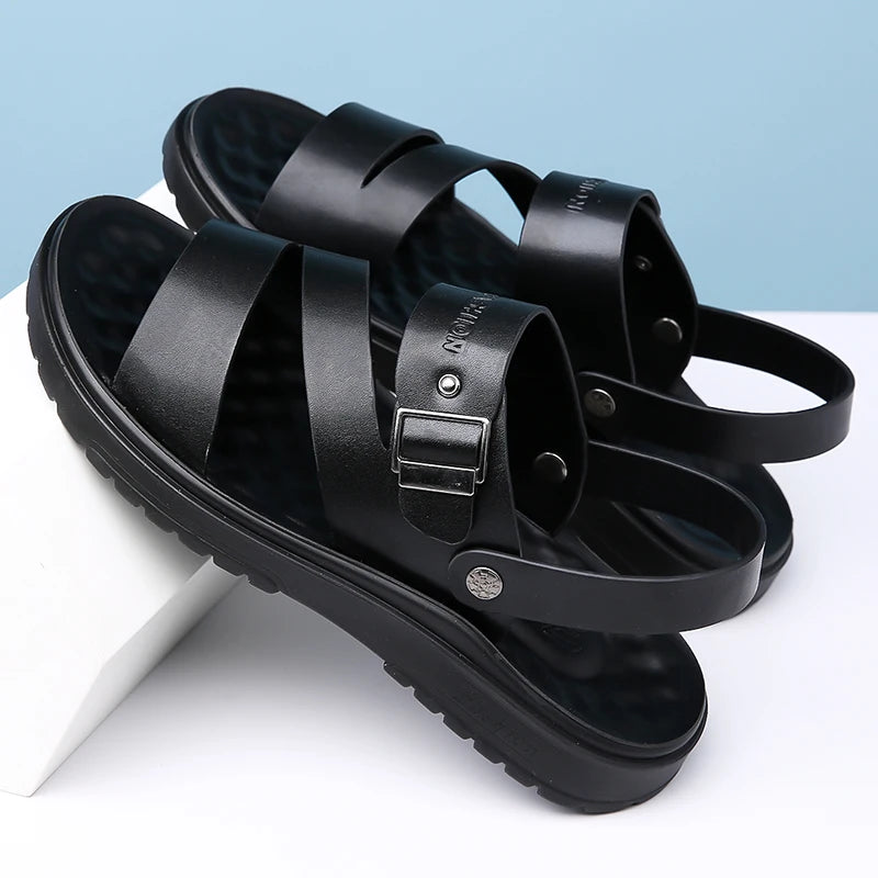 Summer Sandals for Men Outdoor Casual Sport Slippers PU Leather Non-slip Breathable Roman Shoes Beach Flip-Flop Garden Shoes - Buy online at  Vibe In Cart.
