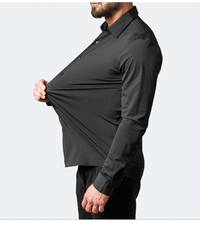 6xl New summer black men's shirt elastic force non-iron long-sleeved business casual shirt solid color mercerized vertical - Buy online at  Vibe In Cart.