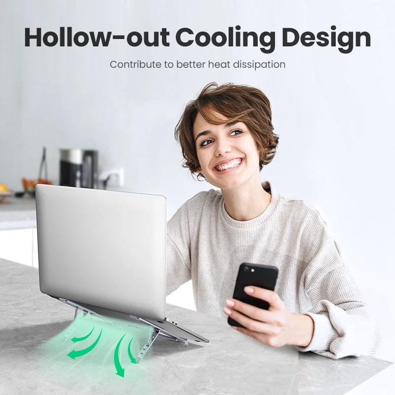 Foldable Aluminum Vertical Laptop Stand with 5-Level Adjustable Height