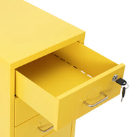 Lockable 6-Drawer Metal File Cabinet with Wheels and Color Options in Off-White, Green, or Yellow