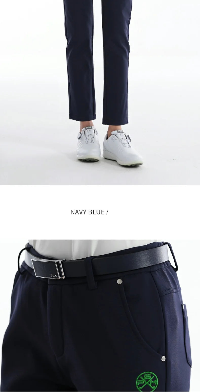 Women's Winter Fleece Golf Pants Thicken Windproof Slim Full Length