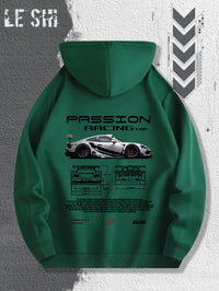 Men'S Passionate Racing Graphic Hoodie Featuring Race Cars and Sports Car Illustrations, Perfect for Everyday Wear - Buy online at  Vibe In Cart.