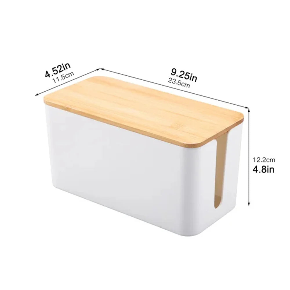Rectangular Plastic Storage Box with Bamboo for Wires, 1 Piece