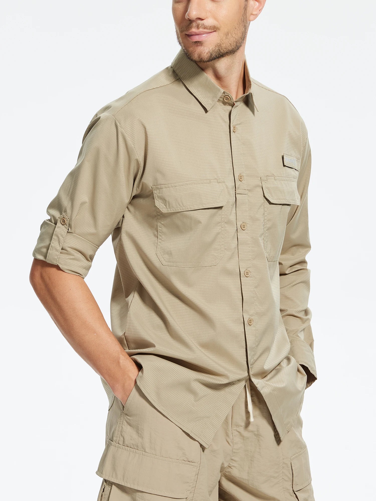 Summer Men's UPF 50+ Casual Long Sleeve Fishing Shirts, Lightweight Tactical Button Down Shirt with Breathable Back Mesh - Buy online at  Vibe In Cart.
