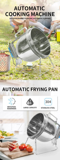 Stainless Steel Stir Fryer, Large Capacity Automatic Flipping and Cooking Machine, Home Outdoor Barbecue, Kitchen - Buy online at  Vibe In Cart.