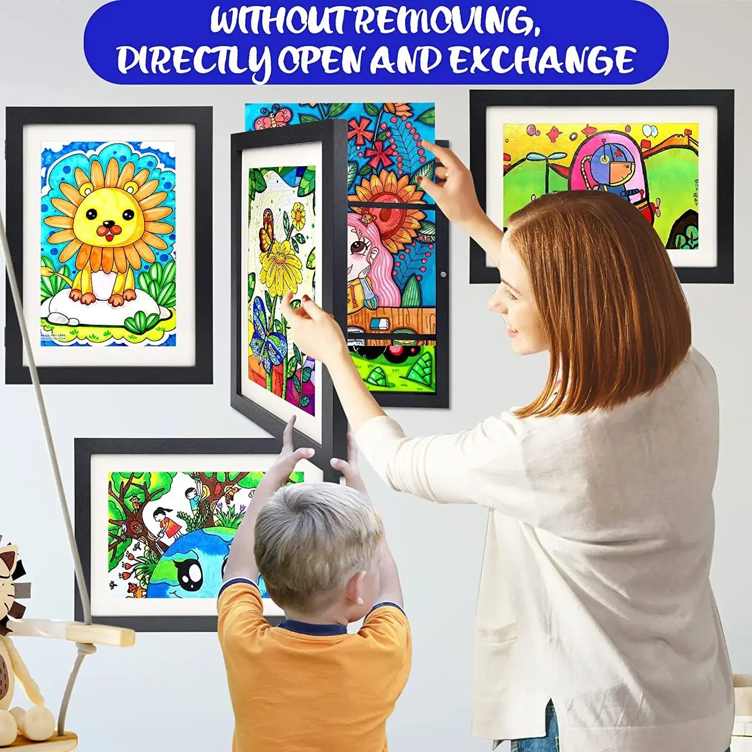 Children Drawing Frame A4 Wooden poster frame for walls Children's Art frame Changeable Kids Pictures Display Frames Home Decor - Buy online at  Vibe In Cart.
