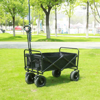 Collapsible Folding Heavy Duty Utility Wagon for Outdoor, Black