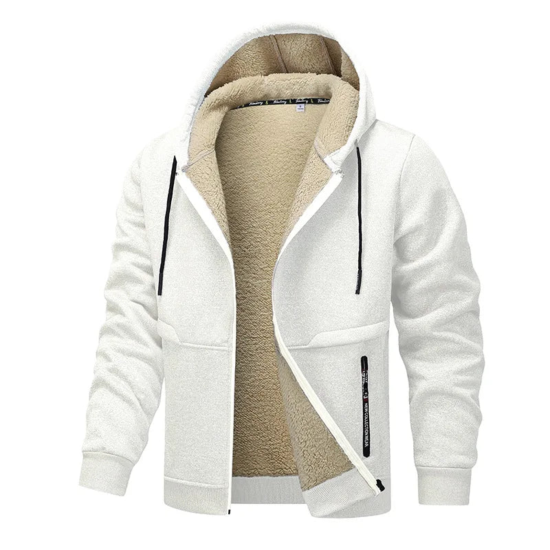 Men's Winter Fleece Jacket with Zipper and Pockets
