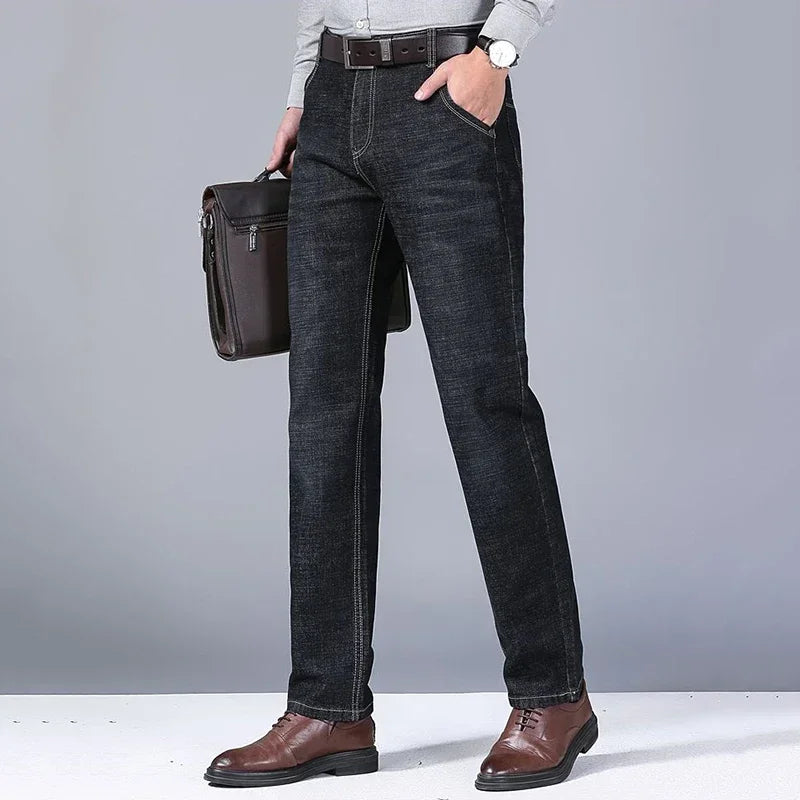 Men's Straight Leg Stretch Denim Jeans for Casual Wear