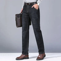 Men's Straight Leg Stretch Denim Jeans for Casual Wear