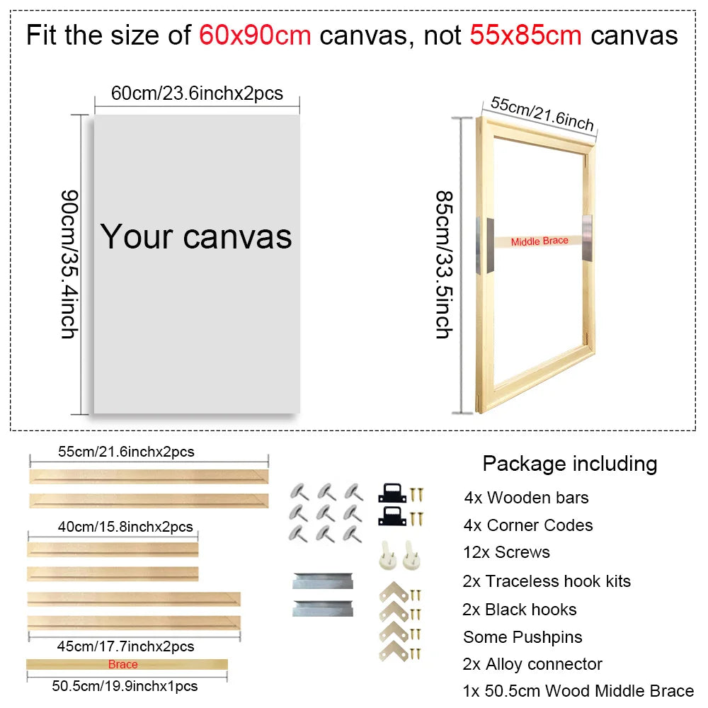 Wooden Rectangular Canvas Frames for 30x40 40x50 50x70 60x90