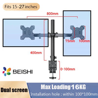 Freestanding Dual Monitor Stand with Height Adjustment, Tilt, Swivel, Rotation up to 27 Inches