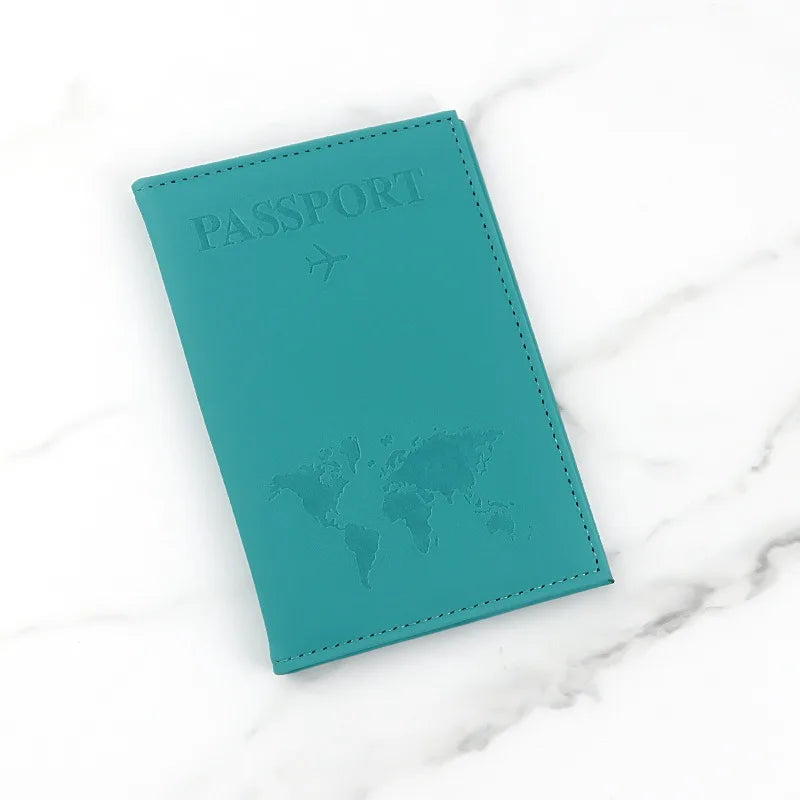Passport Cover with World Map Design in PU, 14.5 x 10 cm