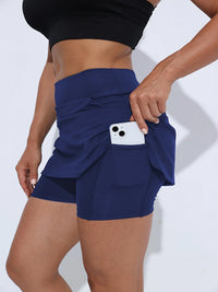 Tennis 2 In 1 Skirts With Shorts Running Yoga Culotte Shorts Women Sports Fitness Dobule Pockets High Waist Quick Dry Shorts - Buy online at  Vibe In Cart.