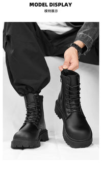 Couple's casual boots four season men's and women's high top leather boots fashion thick soled non slip plus size outdoor boots - Buy online at  Vibe In Cart.